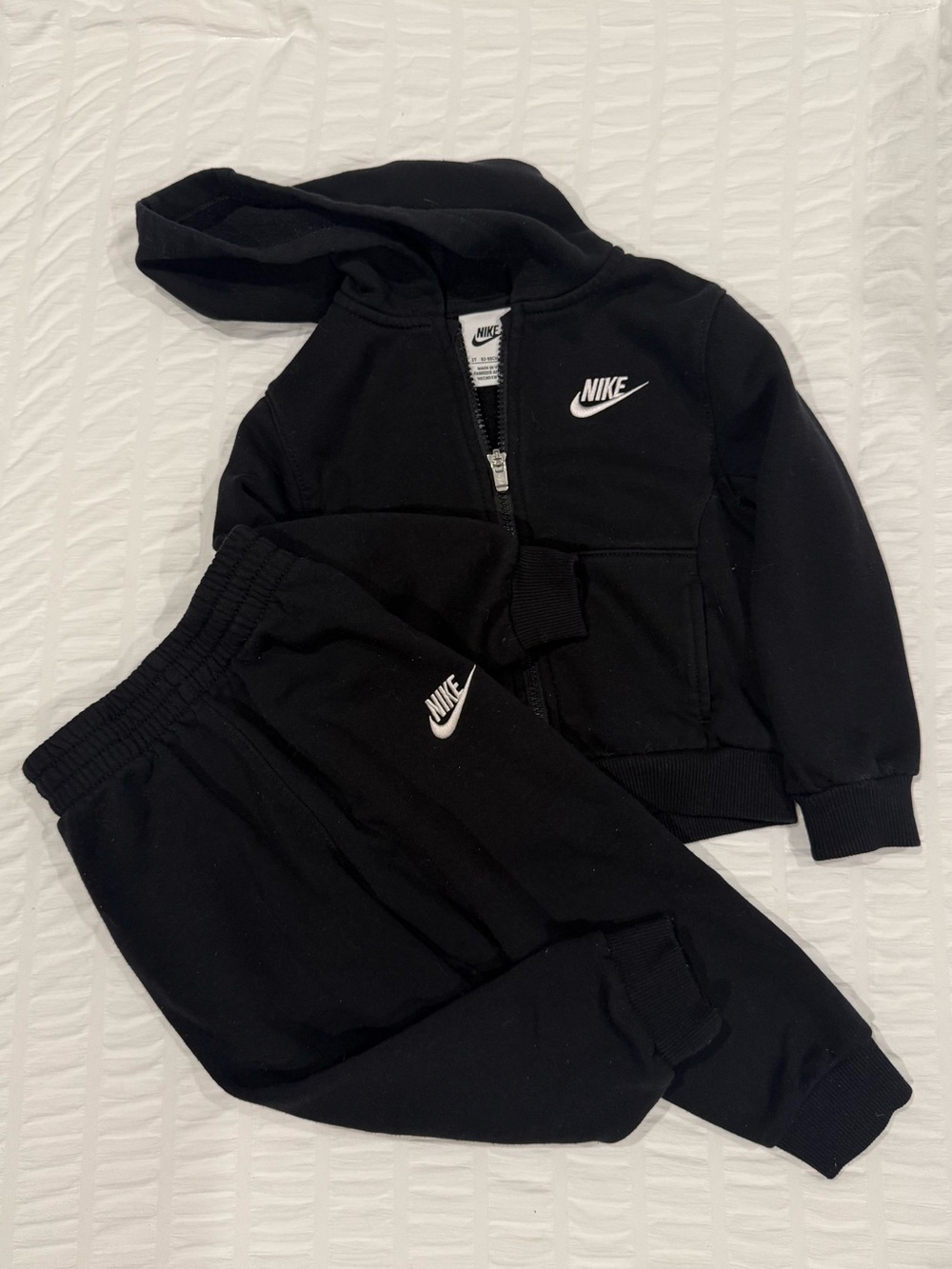 Nike Black Kids Hoodie & Joggers Set with White Logos